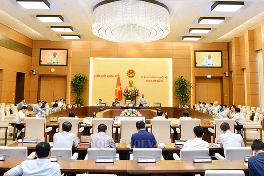 Phiên họp thứ 25 của Ủy ban thường vụ Quốc hội xem xét, quyết định thành lập một số Thị trấn của tỉnh Bình Dương và tỉnh Hà Tĩnh. Ảnh: quochoi.vn