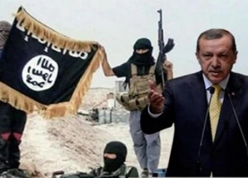 Ảnh ghép của báo chí phương Tây về việc gia đình Erdogan bắt tay với IS