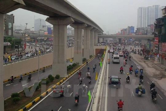 Việc thông xe hầm nút giao Thanh Xuân chính là mảnh ghép hoàn chỉnh cho nút giao 4 tầng đầu tiên của Hà Nội nhằm giảm áp lực giao thông. (Ảnh: Việt Hùng/Vietnam+)