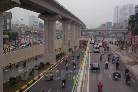 Việc thông xe hầm nút giao Thanh Xuân chính là mảnh ghép hoàn chỉnh cho nút giao 4 tầng đầu tiên của Hà Nội nhằm giảm áp lực giao thông. (Ảnh: Việt Hùng/Vietnam+)