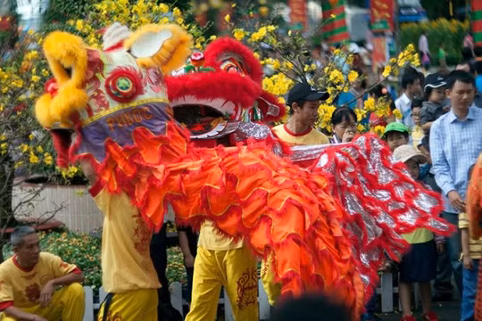 Múa lân ngày tết - Ảnh: Sơn Khôi