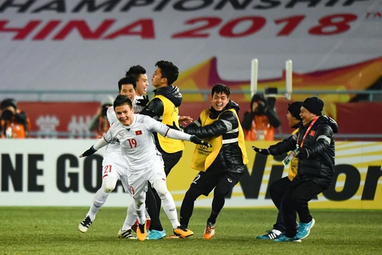 Người hùng Quang Hải của U23 Việt Nam. Ảnh cắt từ clip