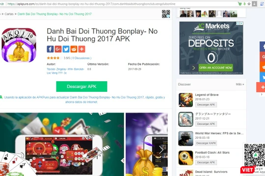 Phần mềm chơi game bài trên điện thoại đang tràn lan trên mạng.