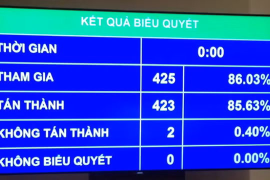Kết quả biểu quyết thông qua dự án Bộ luật Tố tụng hình sự (sửa đổi) - Ảnh: L.K 