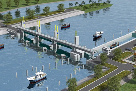 Phối cảnh hệ thống cống Cây Khô, cũng là nơi xây dựng nhà quản lý trung tâm cho toàn dự án ẢNH: TRUNG NAM GROUP CUNG CẤP