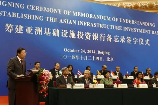 Buổi lễ ký kết điều lệ thành lập AIIB tại Bắc Kinh hôm 24.11