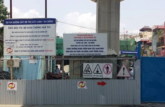 Khu vực xảy ra sự cố sáng 25/8 tại dự án đường sắt trên cao tuyến Cát Linh - Hà Đông