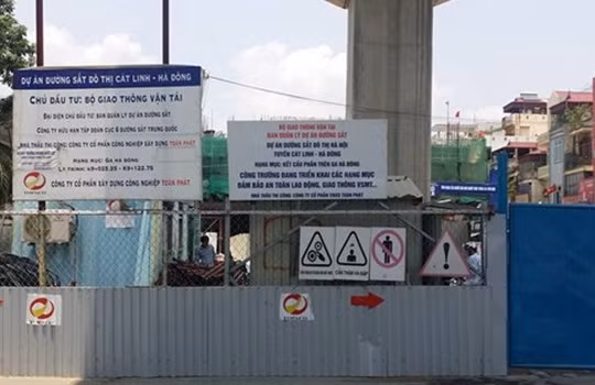 Khu vực xảy ra sự cố sáng 25/8 tại dự án đường sắt trên cao tuyến Cát Linh - Hà Đông