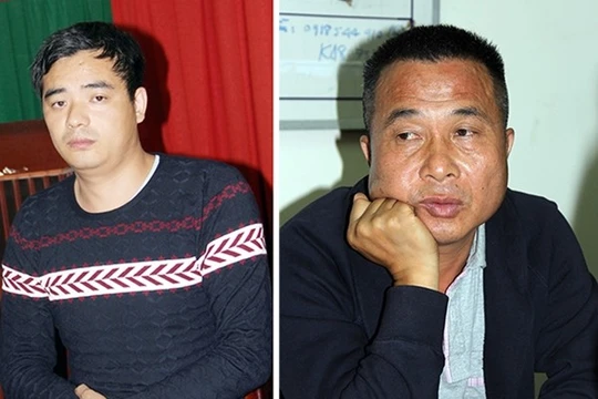 TianJin (trái) và Ye Guorong bị công an tạm giữ để phục vụ điều tra. Ảnh: D.T.