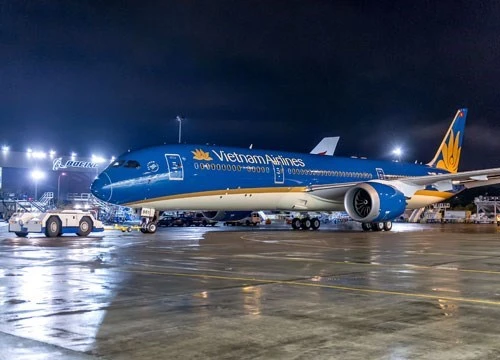 Máy bay mới Boeing 787-9 Dreamliner kế thừa màu xanh đặc trưng và hình ảnh bông sen vàng, với đường lượn màu vàng tinh tế, tăng kích cỡ logo hoa sen, sử dụng màu kem nhạt ở phần bụng máy bay