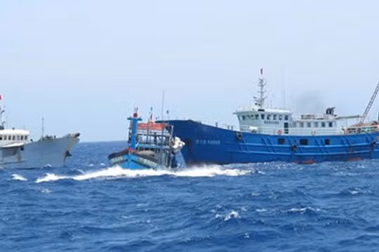 Tàu cá Trung Quốc đâm chìm tàu cá Việt Nam trong sự kiện giàn khoan Hải Dương 981. Nguồn: Internet