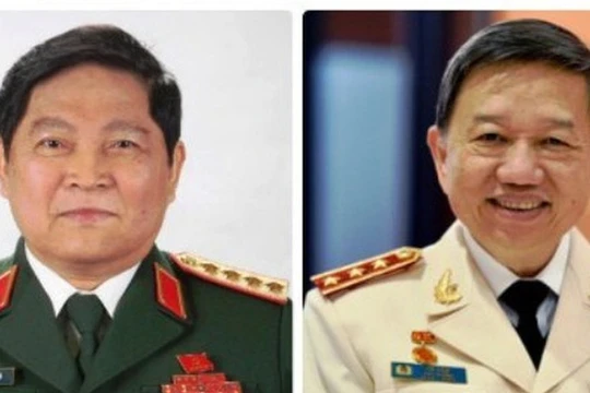 Đại tướng Ngô Xuân Lịch (trái) và Thượng tướng Tô Lâm.