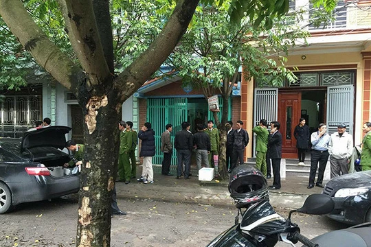 Lực lượng công an khám nghiệm hiện trường vụ trưởng công an TP Phủ Lý bị bắn 