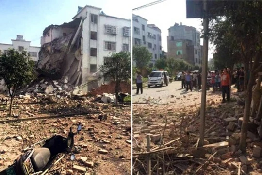 Nhiều vụ nổ chiều nay xảy ra ở một số địa điểm thuộc huyện Liễu Thành, tỉnh Quảng Tây, Trung Quốc, làm ít nhất 6 người chết và hàng chục người bị thương. Vụ nổ xảy ra một ngày trước quốc khánh Trung Quốc. Ảnh: CCTV 