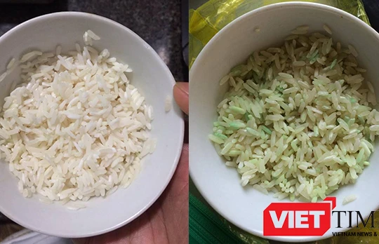 Gạo đổi màu xanh kèm mùi hôi khó chịu khiến người dân lo lắng