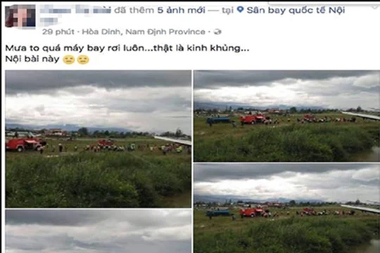 Hinh ảnh trên tài khoản facebook tung tin "máy bay rơi ở Nội Bài"