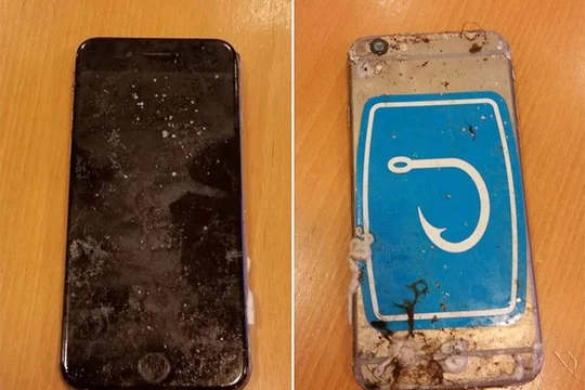 Chiếc iPhone tìm được sau tai nạn. Ảnh: Business Insider.