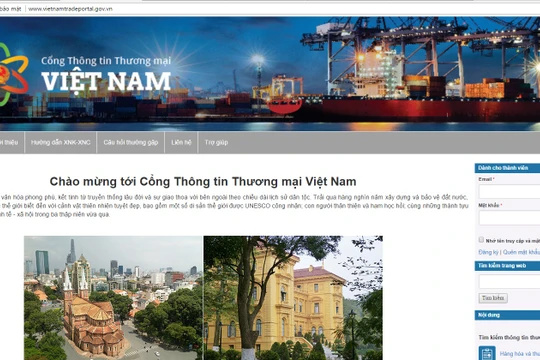 Giao diện Cổng thông tin thương mại Việt Nam