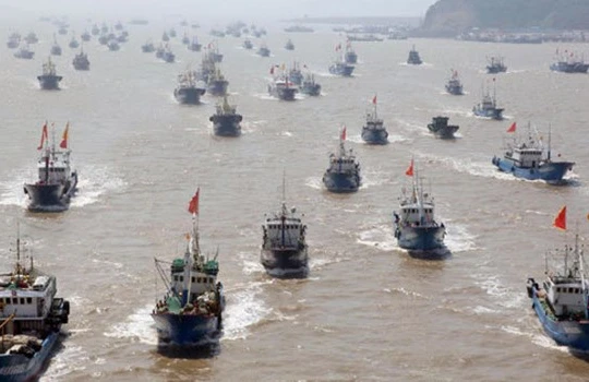 9.000 tàu cá Trung Quốc rầm rộ tiến vào Biển Đông tháng 8/2015- Ảnh: Tân Hoa xã