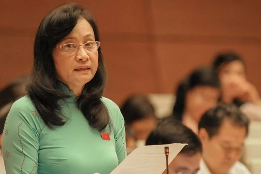 Bà Lê Thị Công tại một cuộc họp. Ảnh nhân vật cung cấp.