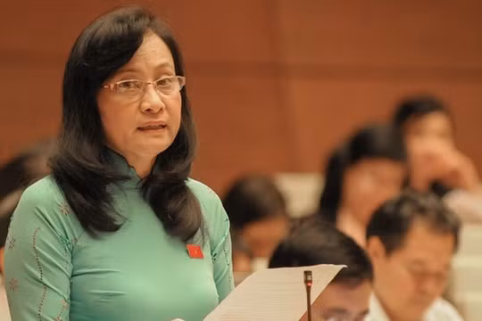 Bà Lê Thị Công tại một cuộc họp. Ảnh nhân vật cung cấp.