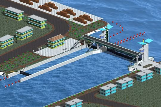 Phối cảnh cống kiểm soát triều Tân Thuận - Ảnh chụp lại: Lê Anh