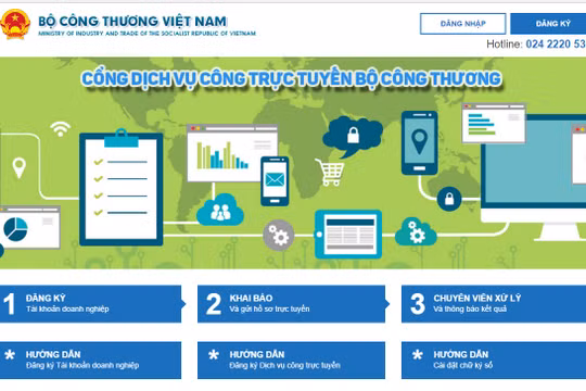 Cổng dịch vụ công trực tuyến của Bộ Công thương.