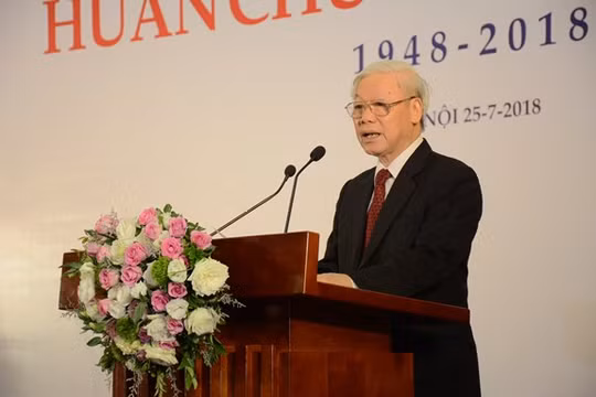 Tổng Bí thư Nguyễn Phú Trọng tại Lễ kỷ niệm 70 năm Ngày thành lập Liên hiệp các Hội Văn học nghệ thuật Việt Nam. Ảnh: QĐND