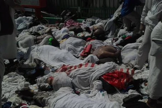 Xác người nằm la liệt tại thánh địa Mecca. Ảnh: Twitter