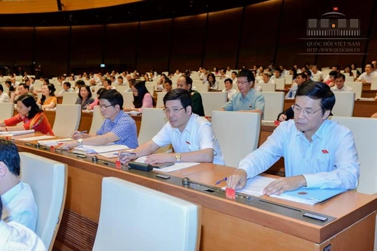 Các đại biểu Quốc hội biểu quyết thông qua Nghị quyết - Ảnh: Cổng TTĐT Quốc hội