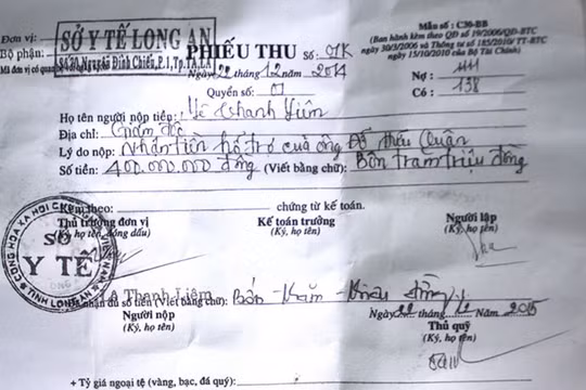 Phiếu thu liên quan đến 400 triệu đồng
