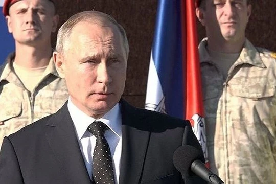 Tổng thống Nga Vladimir Putin tuyên bố chiến thắng quân sự ở Syria (ảnh: Strategic Culture)