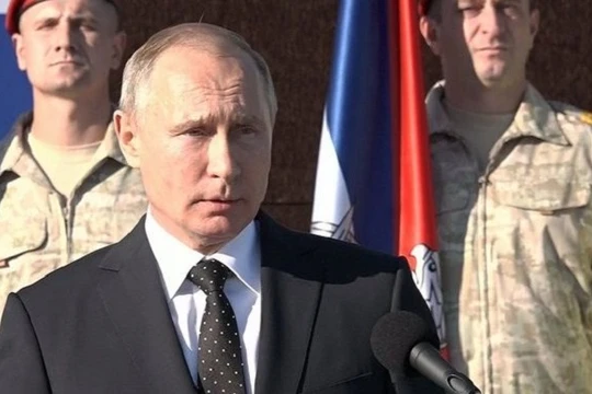 Tổng thống Nga Vladimir Putin tuyên bố chiến thắng quân sự ở Syria (ảnh: Strategic Culture)