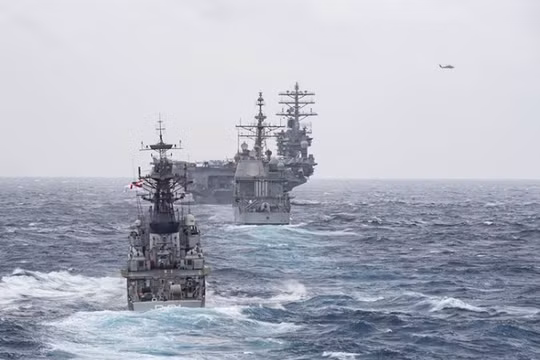 Tàu chiến và tàu sân bay của Mỹ, Nhật Bản, Ấn Độ tham gia cuộc tập trận Malabar 2017. Ảnh: Chinatimes