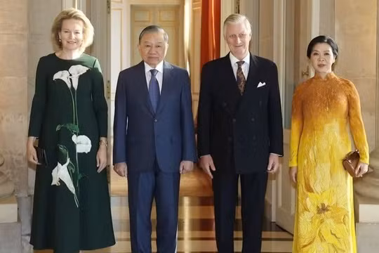 Tổng Bí thư, Chủ tịch nước Tô Lâm và Phu nhân Ngô Phương Ly hội kiến Nhà vua Bỉ Philippe và Hoàng hậu Mathilde - Ảnh: TTXVN