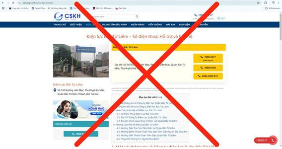 Trang web sử dụng số điện thoại không chính thống