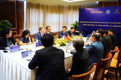 Buổi làm việc giữa Nam A Bank và Đại sứ quán Hoa Kỳ tại Việt Nam nhằm góp phần mở ra cơ hội trao đổi, thúc đẩy hợp tác tài chính toàn cầu.