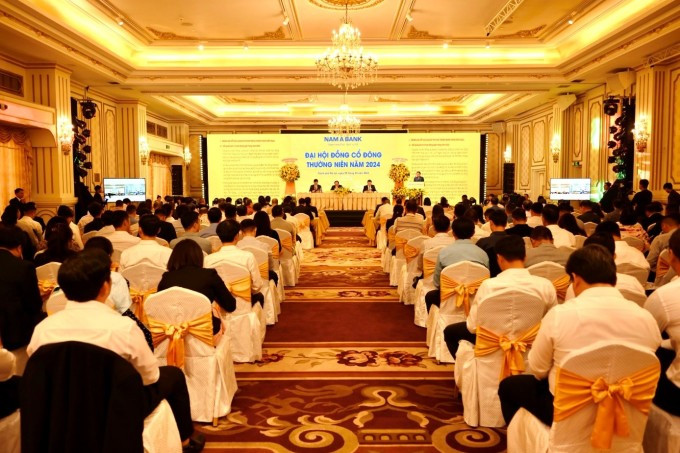 Quang cảnh Đại hội đồng cổ đông thường niên năm 2024 của Nam A Bank tổ chức tại TP HCM hôm 29/3.