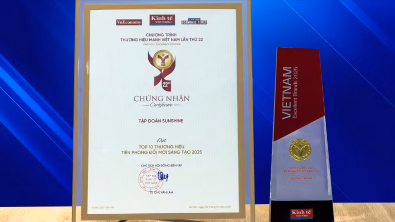 Sunshine Group được vinh danh Top 10 Thương hiệu Tiên phong Đổi mới sáng tạo 2025