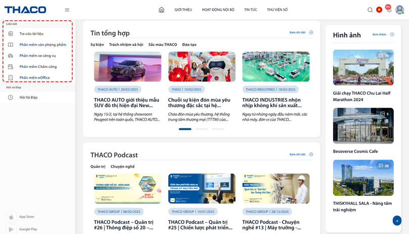 My THACO được tích hợp với các phần mềm hành chính