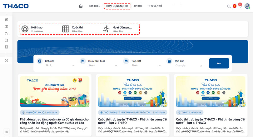 Mục “hoạt động nội bộ” cập nhật nhanh chóng diễn biến các sự kiện