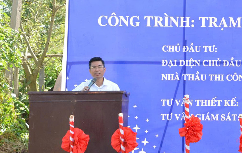 Đại diện đơn vị nhà thầu thi công phát biểu tại buổi lễ