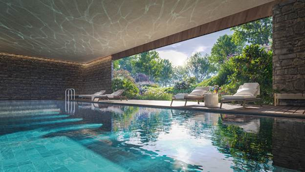 Bể bơi 4 mùa trong nhà điện phân muối rộng 300m2 mang đến trải nghiệm chăm sóc sức khỏe cao cấp