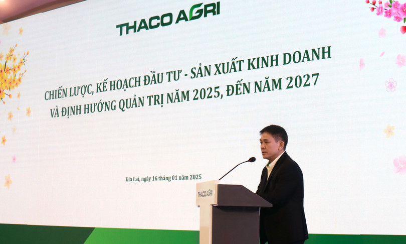 Ông Trần Bảo Sơn - Tổng Giám đốc THACO AGRI trình bày báo cáo tại hội nghị
