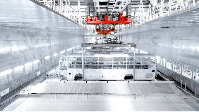 Dây chuyền sơn tĩnh điện các dòng bus tại nhà máy Thaco Bus – KCN Thaco Chu Lai