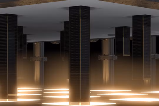 Trong hệ thống pin nhiệt của Fourth Power, các thanh năng lượng quang nhiệt (TPV) có thể được di chuyển ra vào vùng ánh sáng; giúp hệ thống phản ứng nhanh chóng và linh hoạt trước các nhu cầu biến động của lưới điện. Ảnh: Courtesy of Fourth Power.