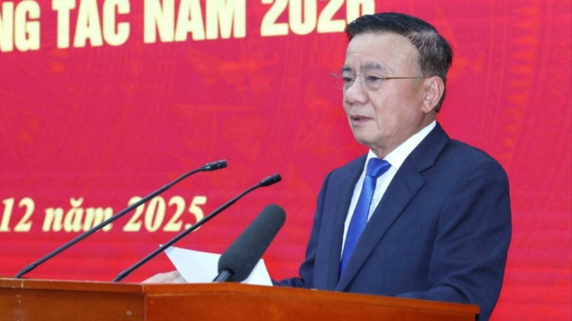 Ông Trần Cẩm Tú, Thường trực Ban Bí thư, phát biểu tại Hội nghị triển khai nhiệm vụ công tác năm 2026 của Ban Chính sách, chiến lược Trung ương.