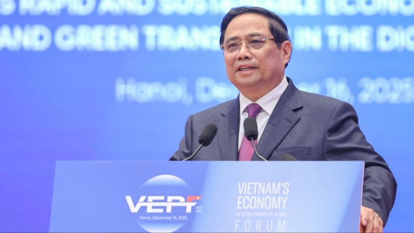 Thủ tướng Phạm Minh Chính phát biểu tại Diễn đàn Kinh tế Việt Nam 2025, triển vọng 2026.