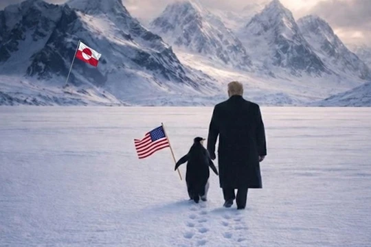 Bức ảnh ông Trump và chú chim cánh cụt được Nhà Trắng công bố trên mạng xã hội. Ảnh: X.