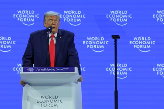 Tổng thống Mỹ Donald Trump tham dự Hội nghị Diễn đàn Kinh tế Thế giới (WEF) thường niên lần thứ 56 tại Davos, Thụy Sĩ, ngày 21/1. Ảnh: Reuters.